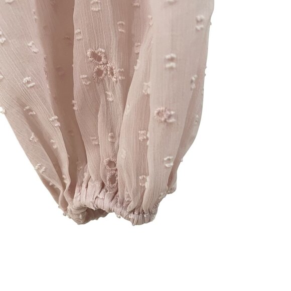 Express Light Pink Lace Trim Bodysuit XS Romantic Boho Cottagecore Feminine Chic - Picture 7 of 11